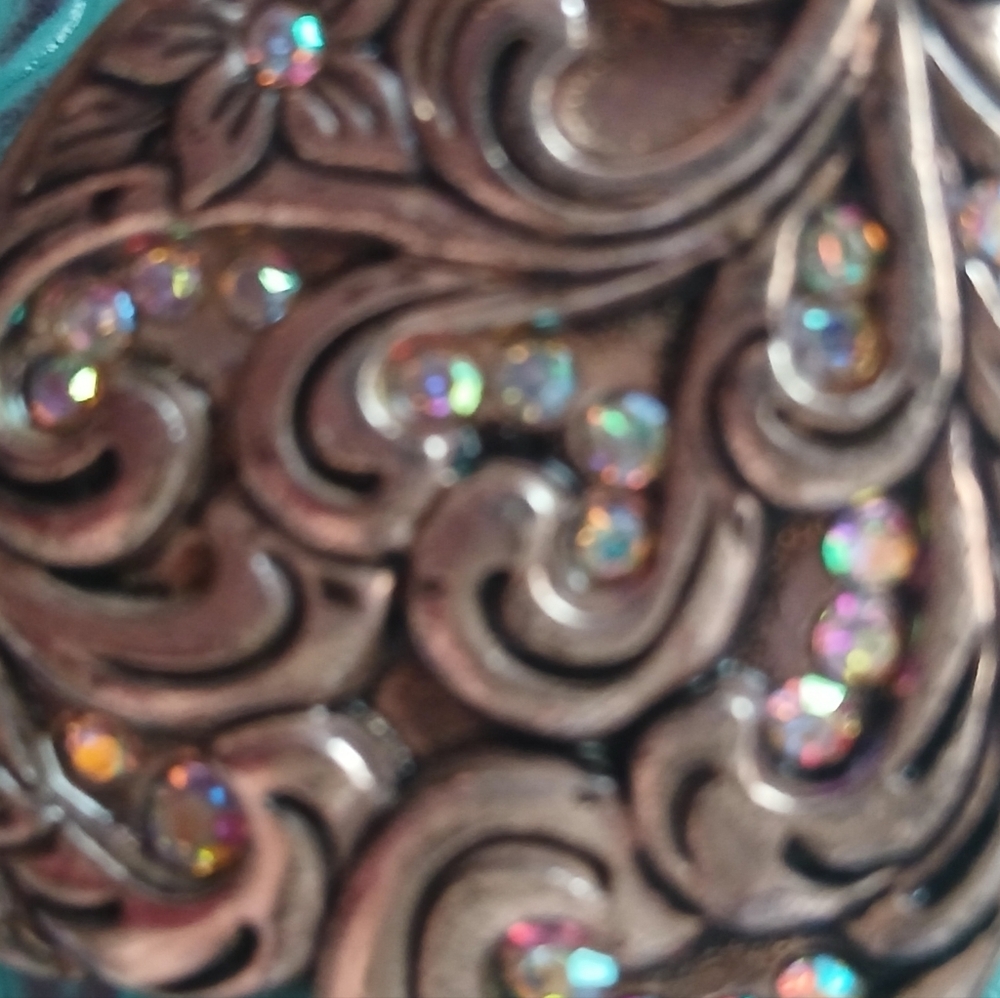 💎 VACCARI Women's Turquoise Tooled Leather Belt NO BUCKLE - Picture 11 of 11